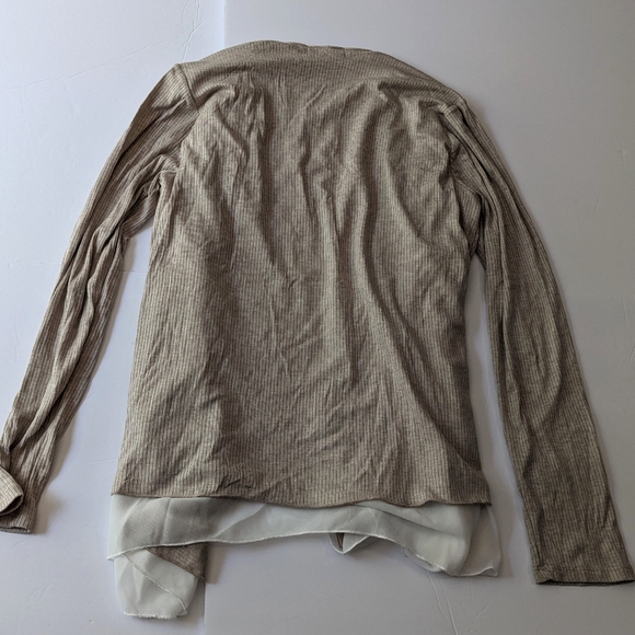 Pebble & Stone Cream/Tan Ruffle Cardigan S - Picture 3 of 3